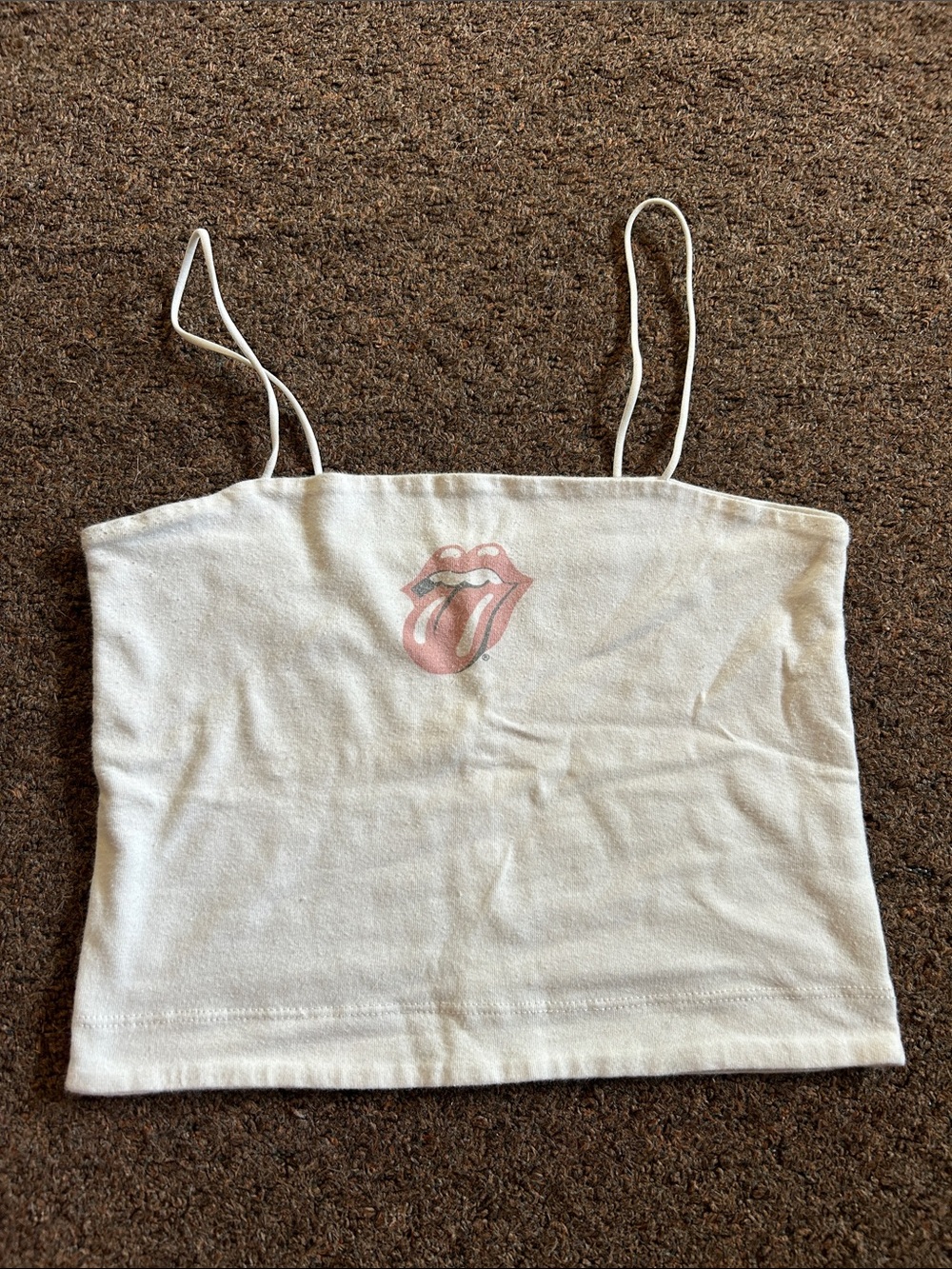 Tube top with tongue and spaghetti straps